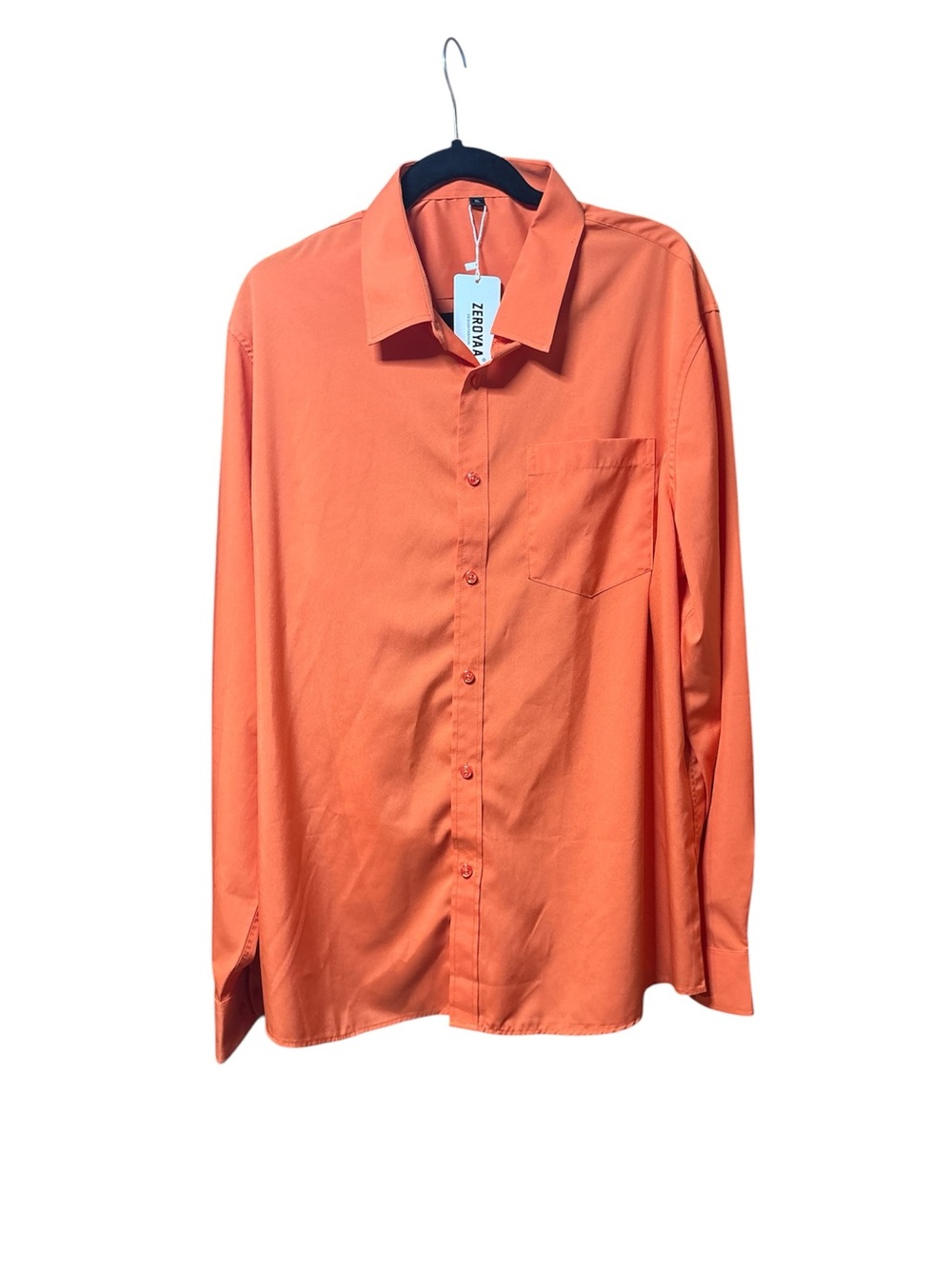 Men's Orange Long-Sleeve Dress Shirt by ZEROMAX